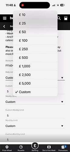 Choosing the Amount of the Deposit Limit