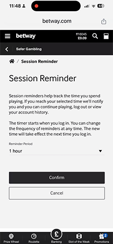 Confirm Your Selected Session Reminder/Cool-Off Period