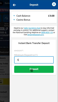 Enter the Bank Transfer Deposit Amount