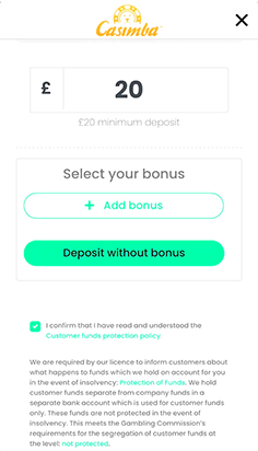 Enter the Deposit Amount and Select a Bonus