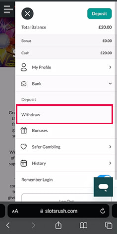 Casino Cashier with Withdraw Option