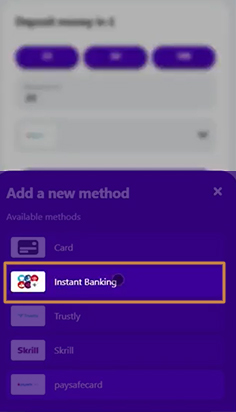 Select Instant Banking from the Deposit Section