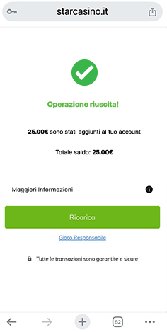 Conferma deposito con PayPal su StarCasinò