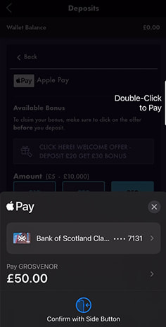 Redirect from Grosvenor to Apple Pay