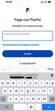 Reindirizzamento da JackpotCity alla pagina login di PayPal