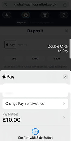 Redirect from NetBet to Apple Pay