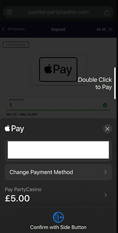 Redirect from PartyCasino to Apple Pay